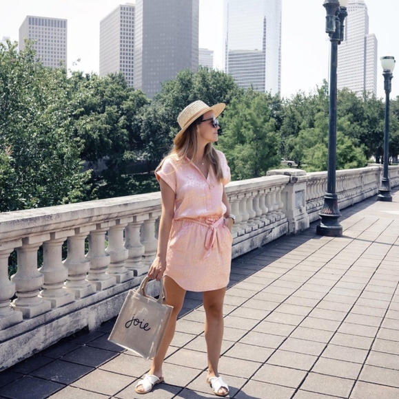 -SOLD- Joie Satin Leopard Shirt Dress - Picture 3 of 10